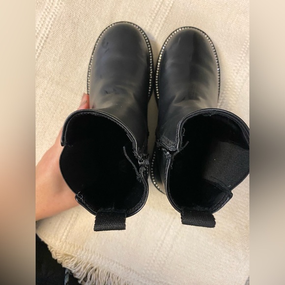 Zara Chic Black Leather Boots with Silver Studs Sz 33 - Picture 9 of 10